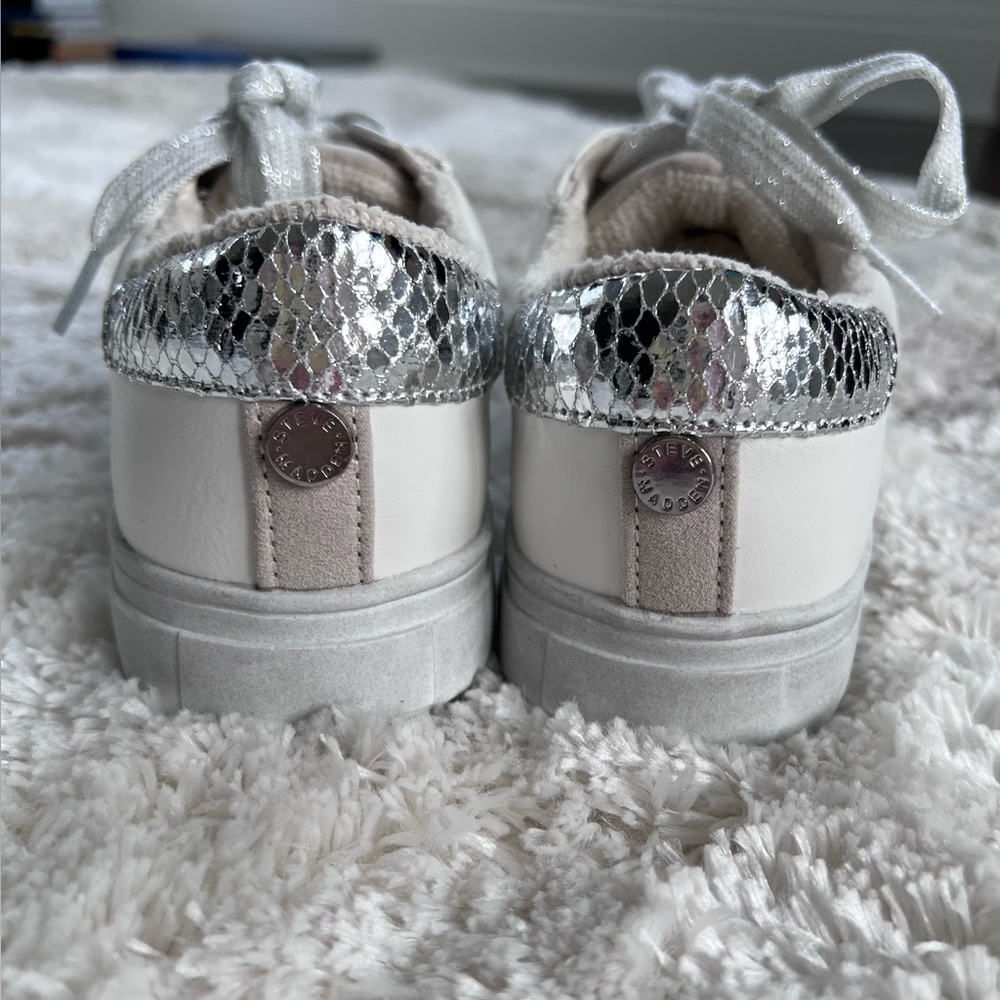 Steve Madden Girls Pink Glitter Star Sneakers Size 4 Youth Sparkle Retro - Picture 8 of 13